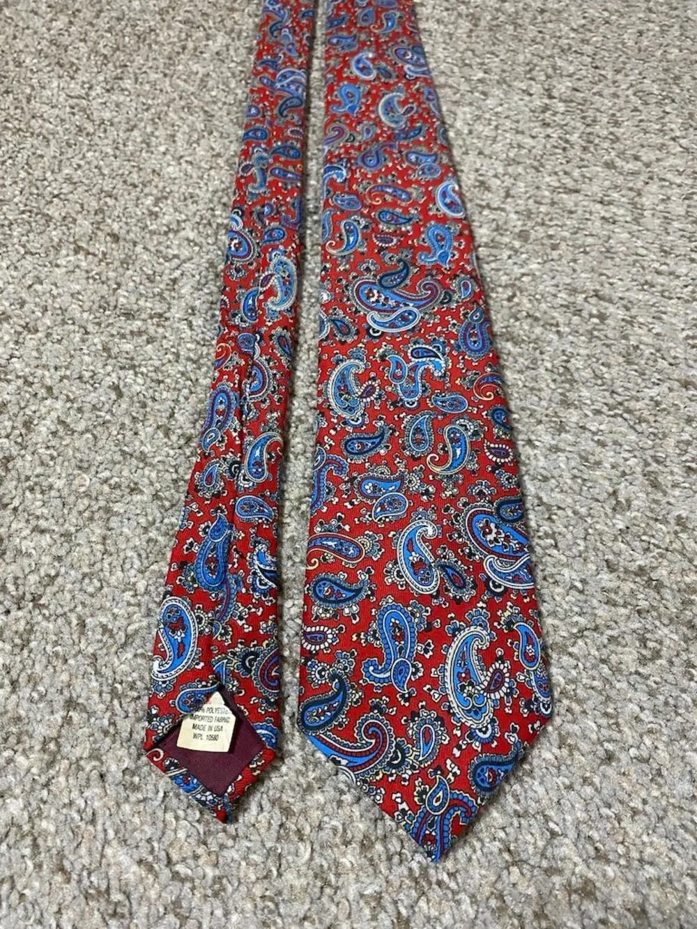 VTG Paisley Tie Mens Ketch 80s Retro Formal Wedding Office Suit Red USA